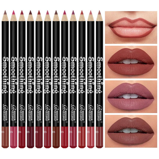12-Piece Long-Lasting Lipstick Set with Lip Liner & Matte Gloss
