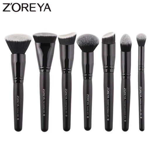 ZOREYA Professional Black Makeup Brush Set - 15 Piece Eye & Face Collection