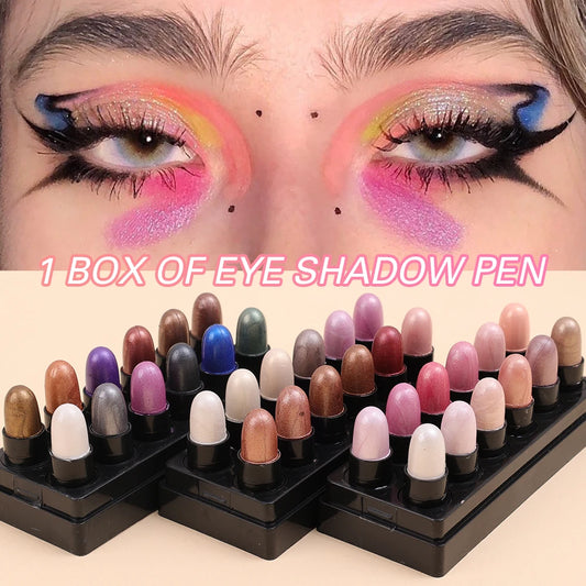 Eyeshadow Pencil Set - 12 Colors Waterproof Glitter Shimmer Matte Stick