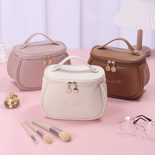 Luxury PU Leather Cosmetic Bag - Multi-Functional Travel Makeup Case