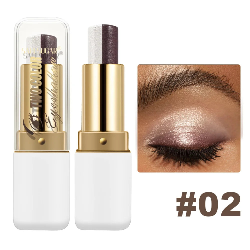 Double Color Eyeshadow Stick - Waterproof Glitter Shimmer Metallic