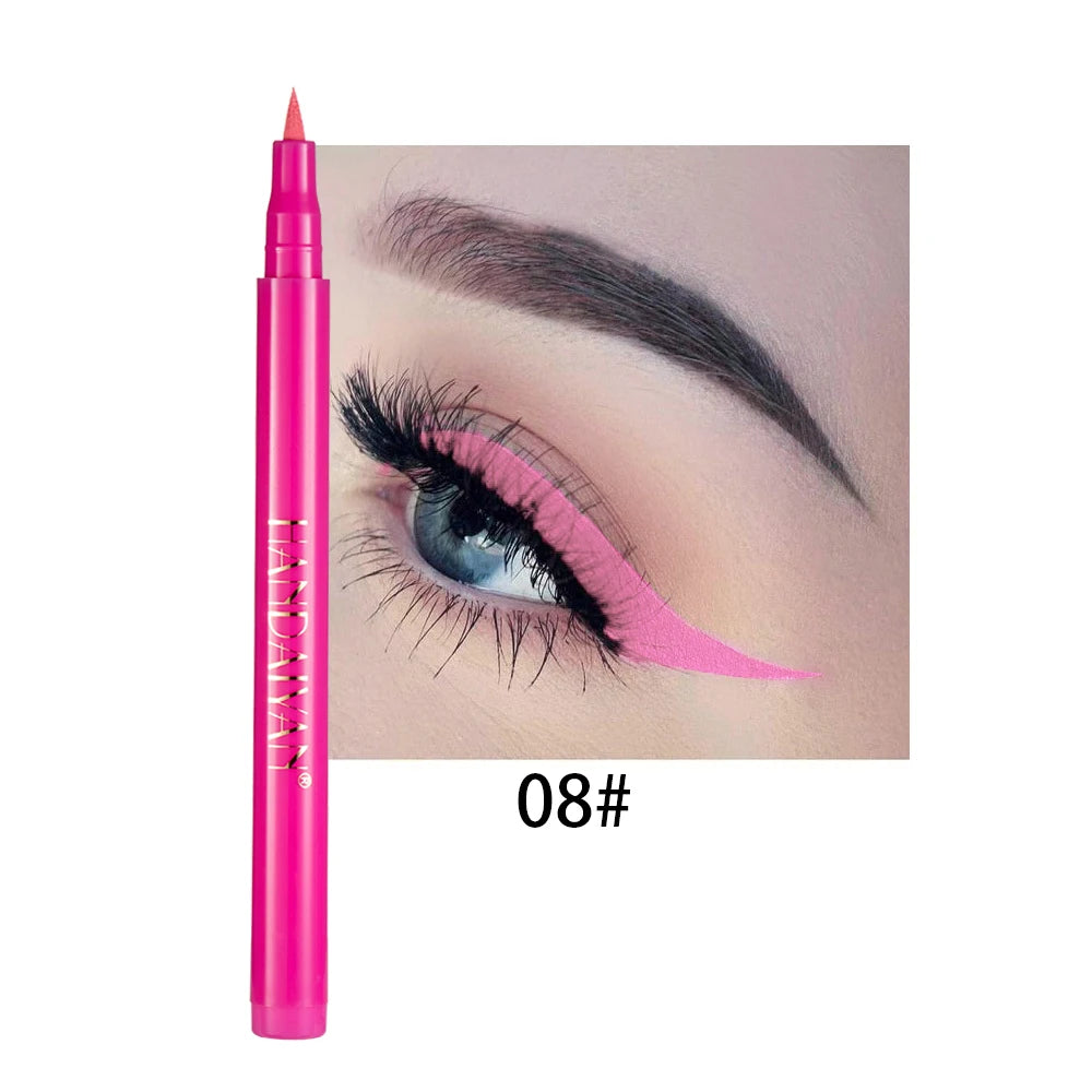 Waterproof Rainbow Matte Liquid Eyeliner - Colorful White Pink Pen