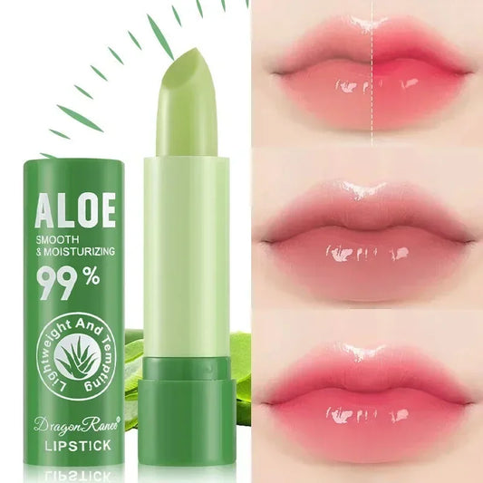Aloe Vera Color-Changing Lip Balm - pH Reactive Moisturizing Lipstick for Natural Personalized Shade