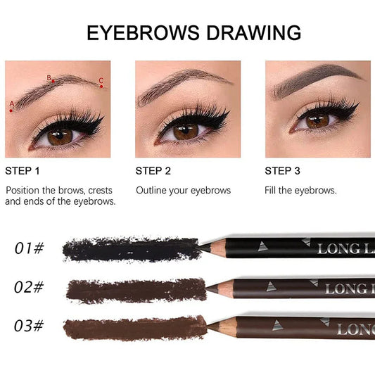 Eye Brow Pencil Set - 6/12Pcs Waterproof Professional Natural Black Brown