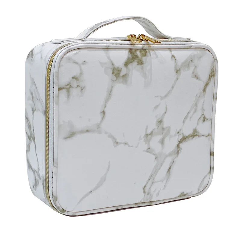 Marble Waterproof PU Cosmetic Bag - Professional Desktop & Travel Organizer