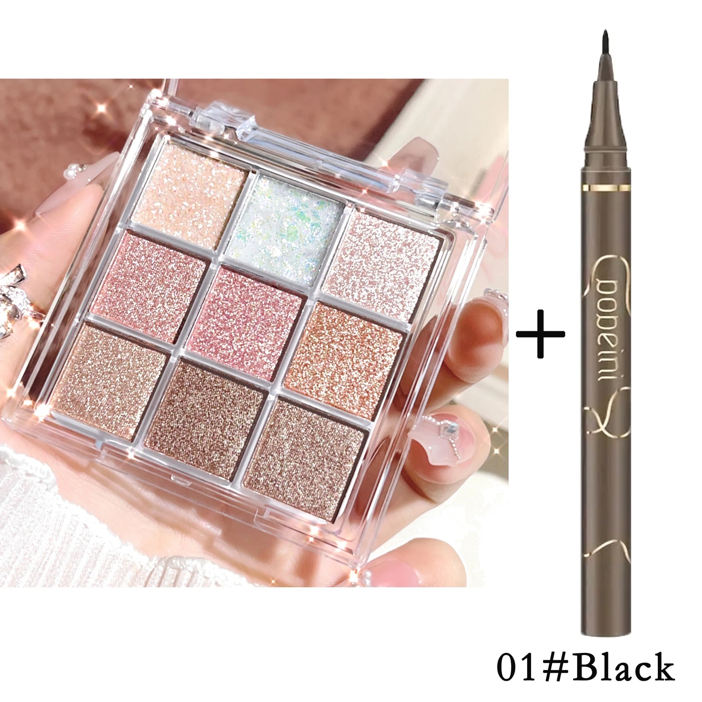 Pearlescent Glitter Eyeshadow Palette - Long-Lasting Shimmer & Highlighter