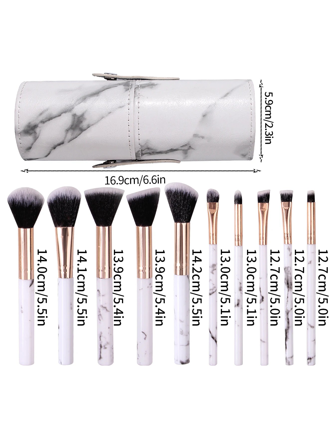 Professional Marble Makeup Brush Set - 11 Piece Collection