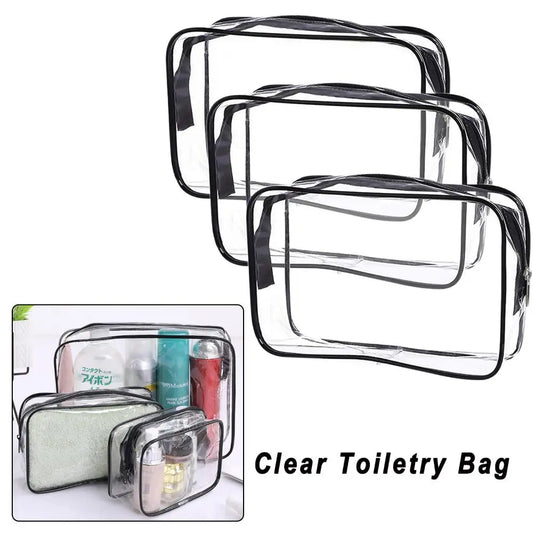 Transparent Waterproof Cosmetic Pouch - TSA-Compliant Makeup Storage