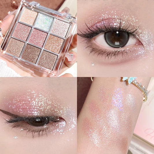 Pearlescent Glitter Eyeshadow Palette - Long-Lasting Shimmer & Highlighter