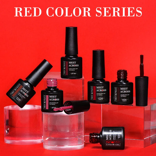 MEET ACROSS Wine Red Gel Nail Polish - 7ml Long-Lasting French Manicure