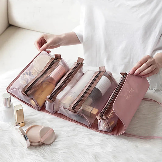 4-in-1 Separable Cosmetic Bag Set - Mesh Travel Makeup Organizer