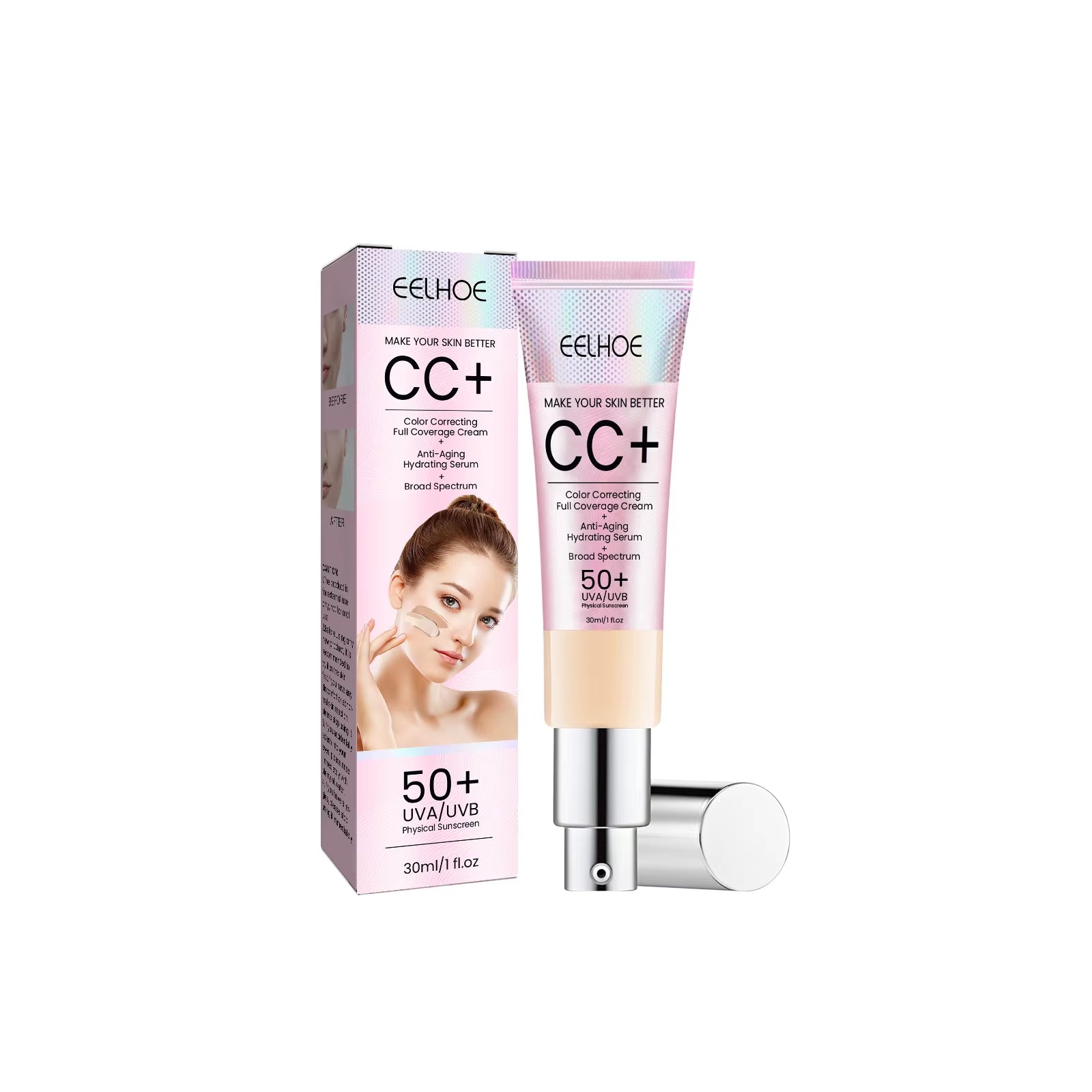 1/2/3Pcs CC Cream Foundation Waterproof Brighten Moisturizing Foundation Concealer Oil-Control Sunscreen Spf 50 Makeup Product