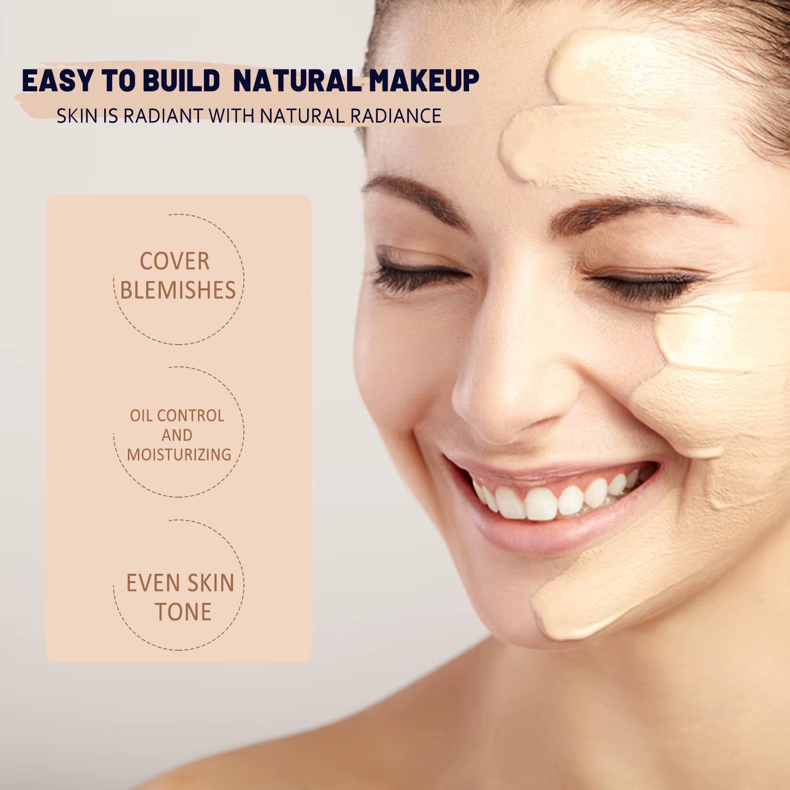 1/2/3Pcs CC Cream Foundation Waterproof Brighten Moisturizing Foundation Concealer Oil-Control Sunscreen Spf 50 Makeup Product
