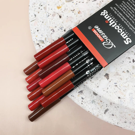 12-Piece Long-Lasting Lipstick Set with Lip Liner & Matte Gloss