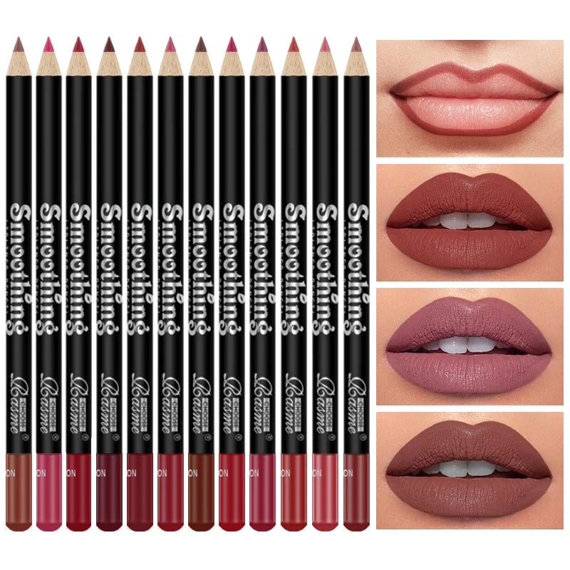 12-Piece Long-Lasting Lipstick Set with Lip Liner & Matte Gloss