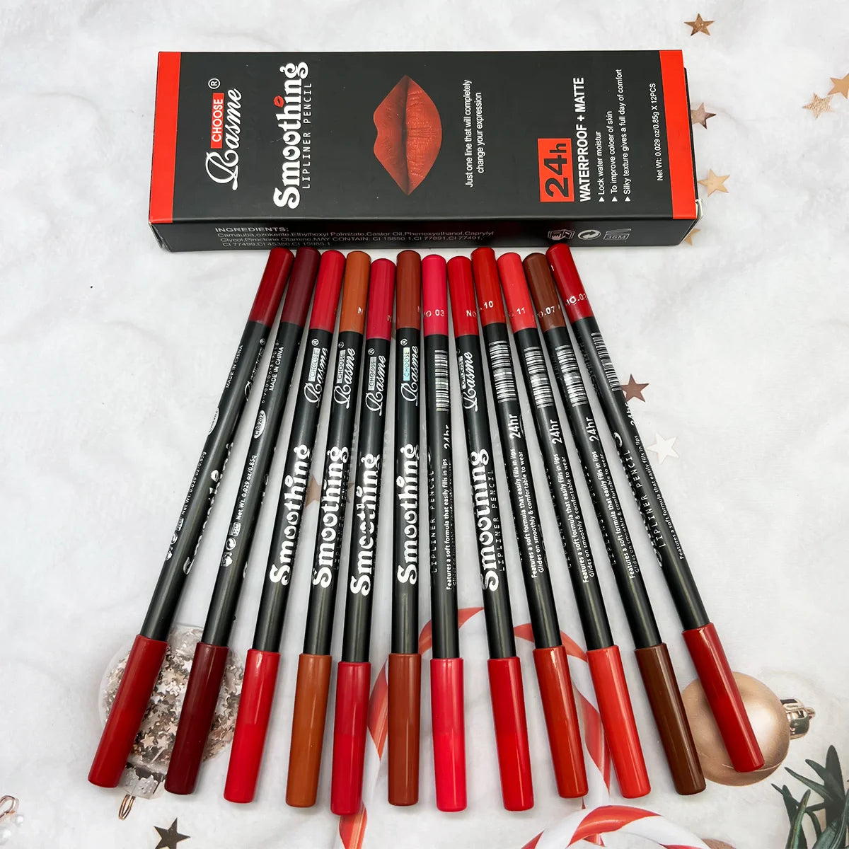 12-Piece Long-Lasting Lipstick Set with Lip Liner & Matte Gloss