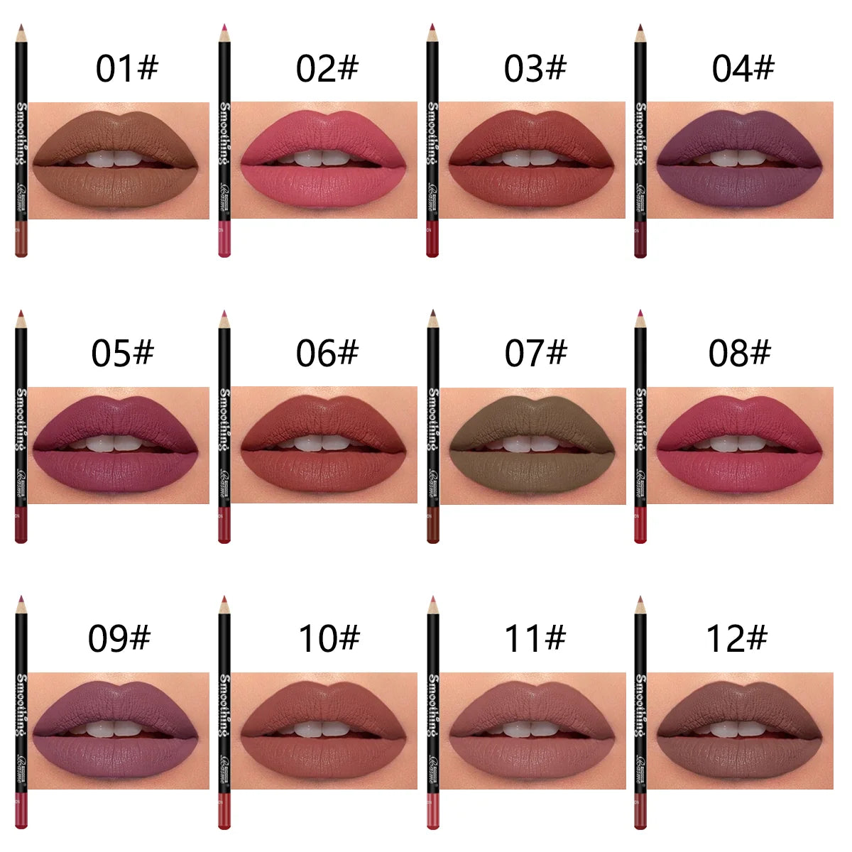 12-Piece Long-Lasting Lipstick Set with Lip Liner & Matte Gloss