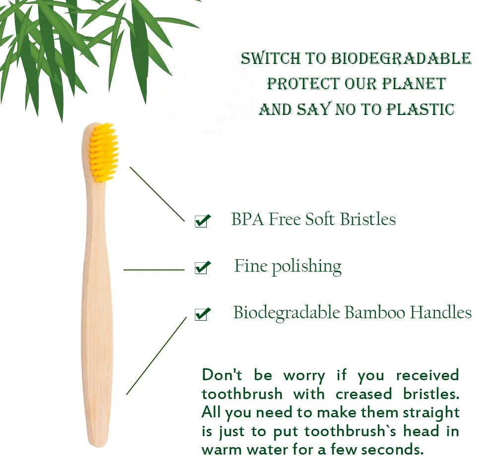 New Organic Children's Bamboo Toothbrush ten Colors Soft Fibre Bristles Biodegradable Handle