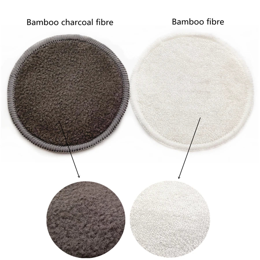 Reusable Bamboo Makeup Remover Pads 12pcs/Bag Washable Rounds Cleansing Facial Cotton Make