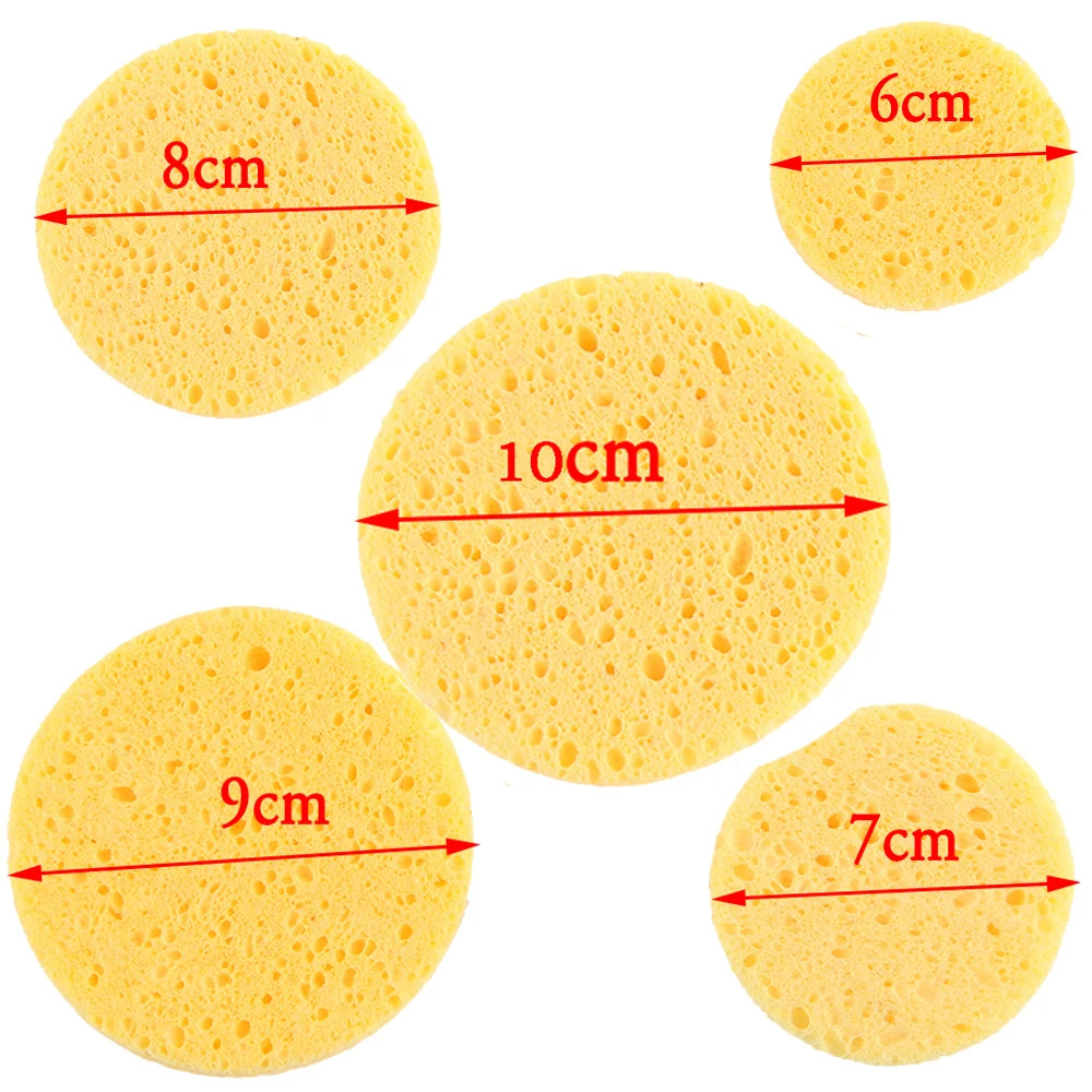5/10pcs 6/7/8/9cm Face Round Makeup Remover Tool Natural Wood Pulp Sponge Cellulose