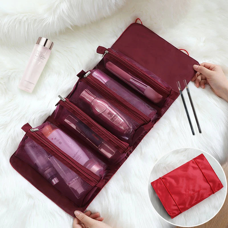 4-in-1 Separable Cosmetic Bag Set - Mesh Travel Makeup Organizer