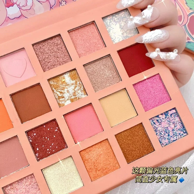 24-Color Strawberry Girl Eyeshadow Palette - Waterproof Glitter & Matte Finish
