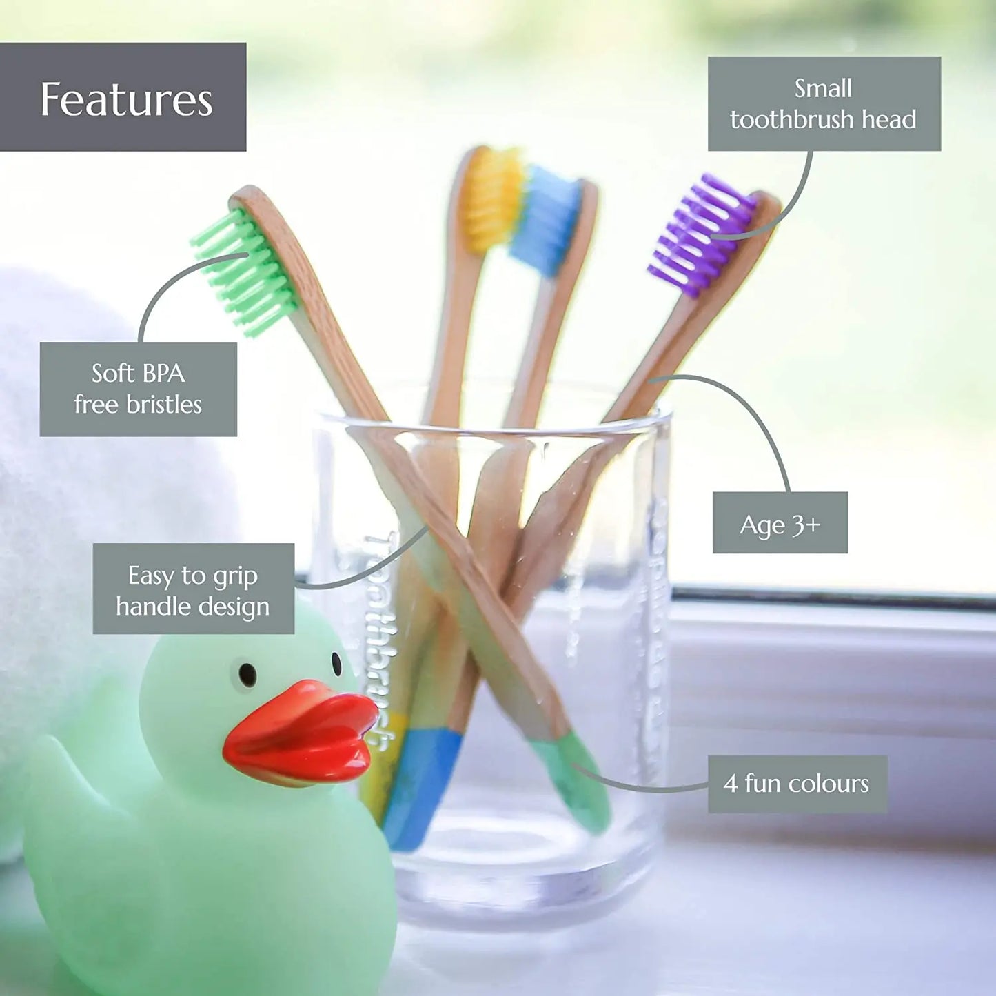 New Organic Children's Bamboo Toothbrush ten Colors Soft Fibre Bristles Biodegradable Handle