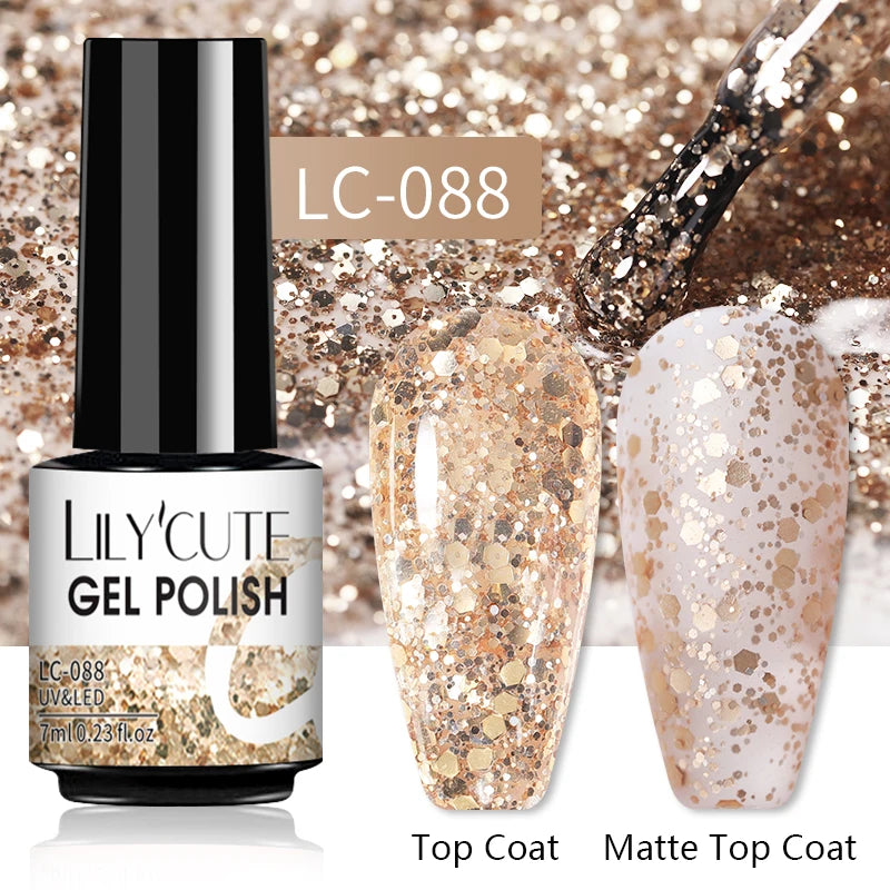 LILYCUTE 7ML Jelly Amber Gel Nail Polish Nail Art Dark Bloom Leopard
