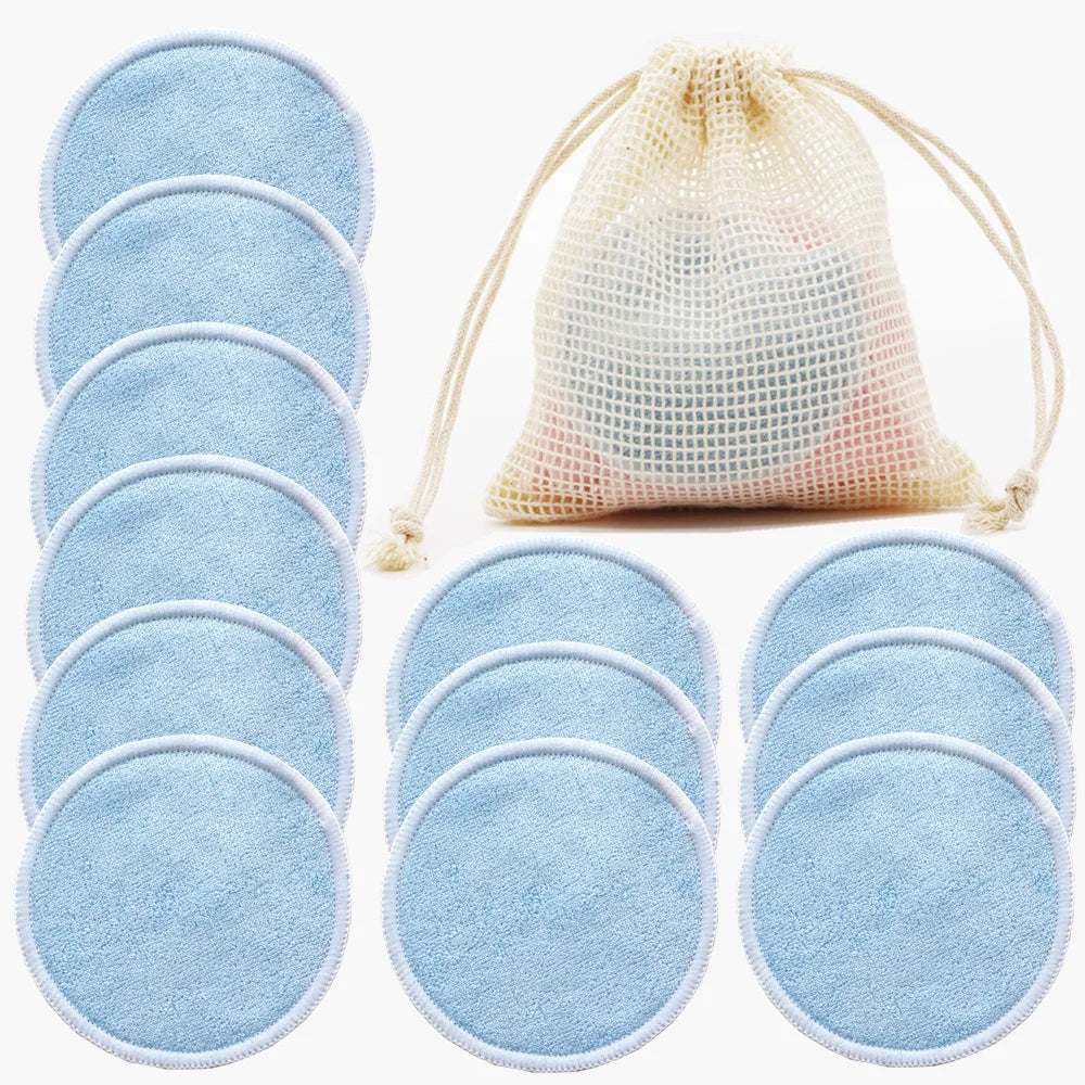 Reusable Bamboo Makeup Remover Pads 12pcs/Bag Washable Rounds Cleansing Facial Cotton Make