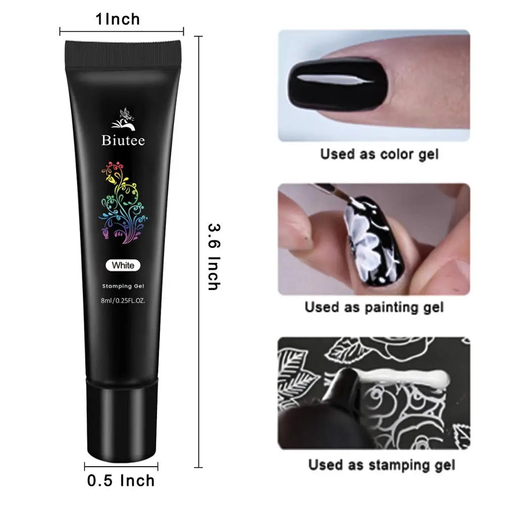Biutee 8-Color Nail Art Stamping Gel Polish Set - Professional UV Gel