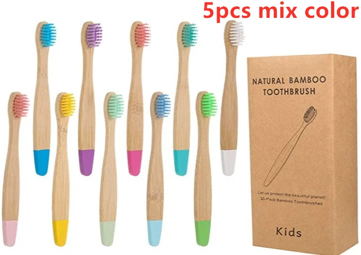 New Organic Children's Bamboo Toothbrush ten Colors Soft Fibre Bristles Biodegradable Handle
