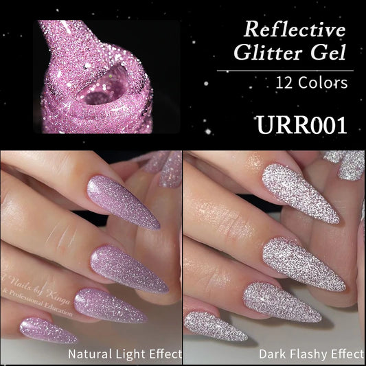 UR SUGAR Reflective Glitter Gel Polish - 7.5ml Pink Sequins Nail Art