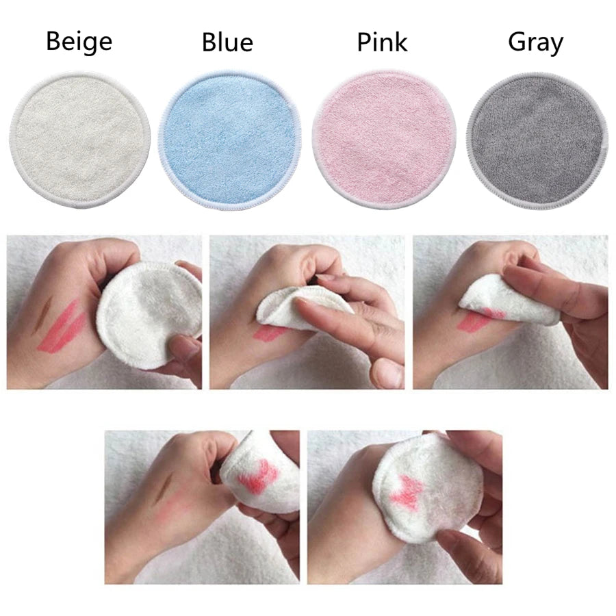 Reusable Bamboo Makeup Remover Pads 12pcs/Bag Washable Rounds Cleansing Facial Cotton Make