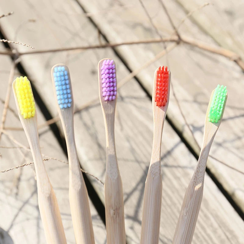 5 or 10 Pcs/Set Environmental Bamboo Fiber Toothbrush For Oral Health Low