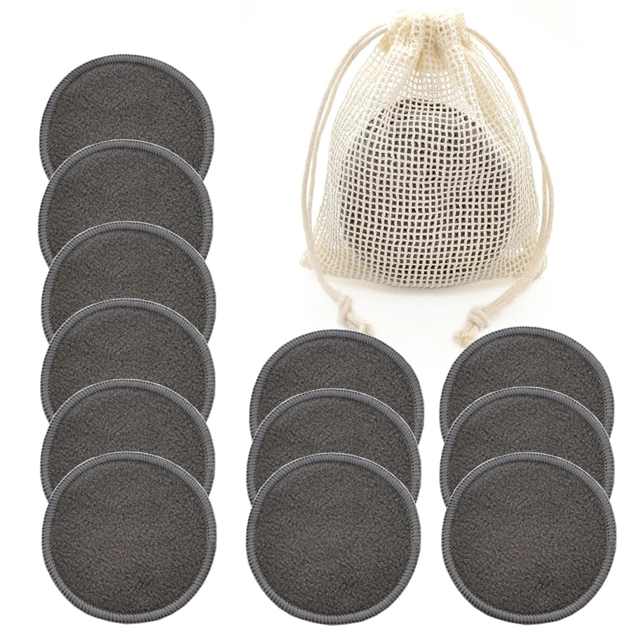 Reusable Bamboo Makeup Remover Pads 12pcs/Bag Washable Rounds Cleansing Facial Cotton Make