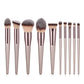 Professional Champagne Gold Makeup Brush Set - 14 Piece Premium Synthetic Hair Collection