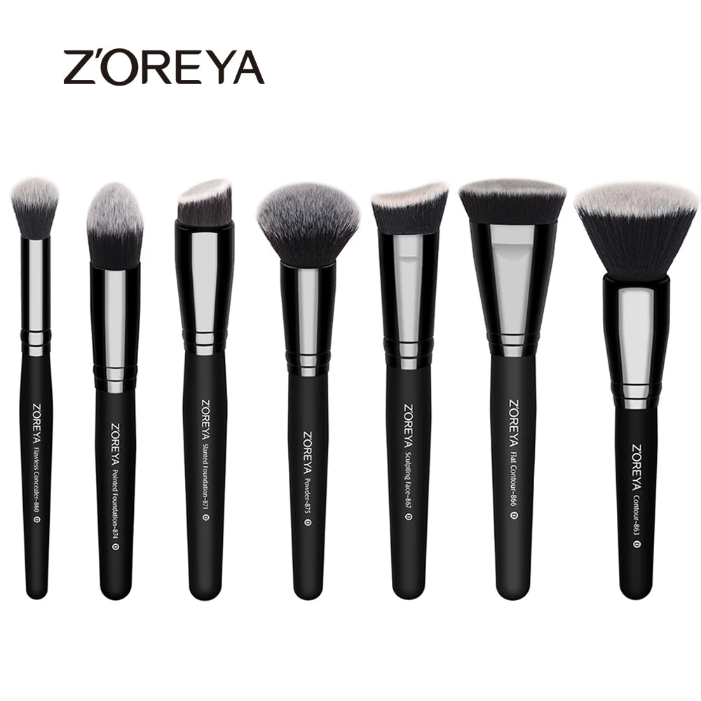 ZOREYA Professional Black Makeup Brush Set - 15 Piece Eye & Face Collection