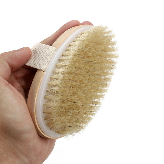 Natural Bristle Body Brush - Spa-Quality Dry Skin Exfoliating Brush