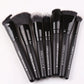 ZOREYA Professional Black Makeup Brush Set - 15 Piece Eye & Face Collection