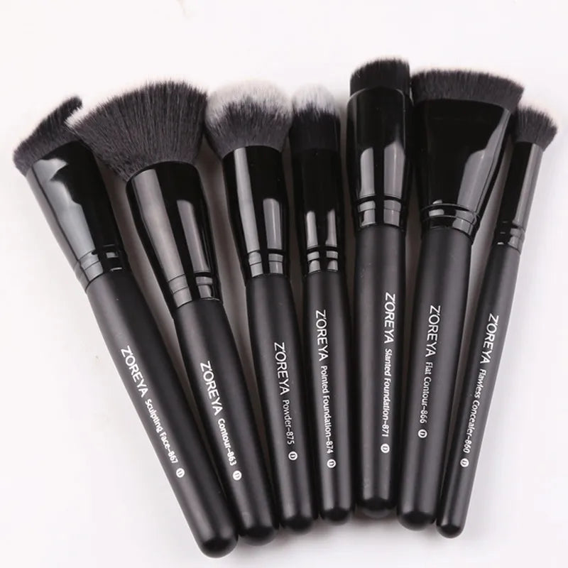 ZOREYA Professional Black Makeup Brush Set - 15 Piece Eye & Face Collection