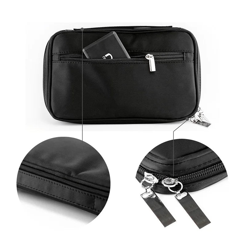 Professional Multi-Functional Cosmetic Organizer - Travel Makeup Bag with Brush Holders