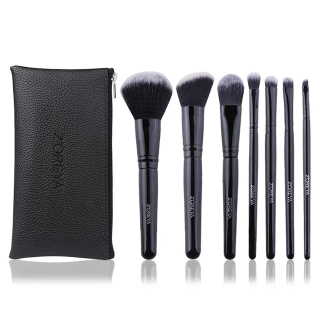 ZOREYA Professional Black Makeup Brush Set - 15 Piece Eye & Face Collection