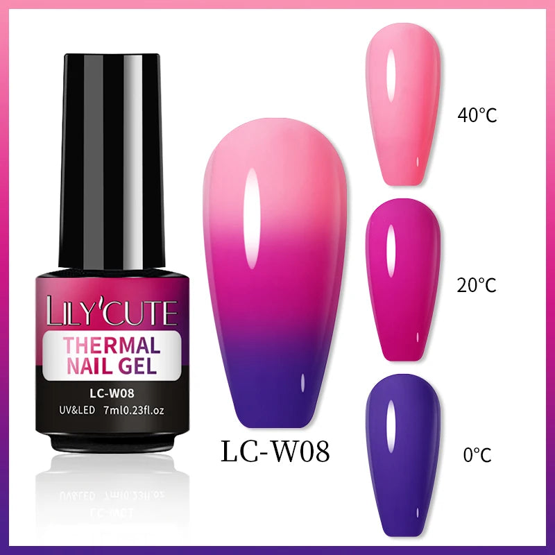 LILYCUTE Thermal Gel Nail Polish 7ml - Temperature Color Changing UV LED