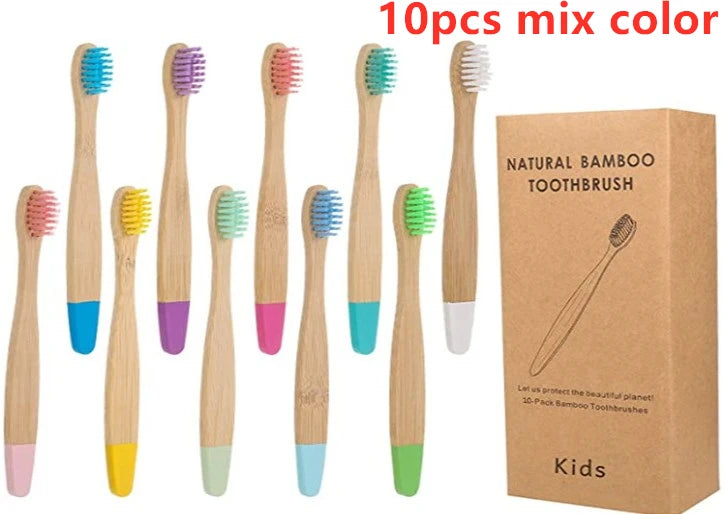 New Organic Children's Bamboo Toothbrush ten Colors Soft Fibre Bristles Biodegradable Handle