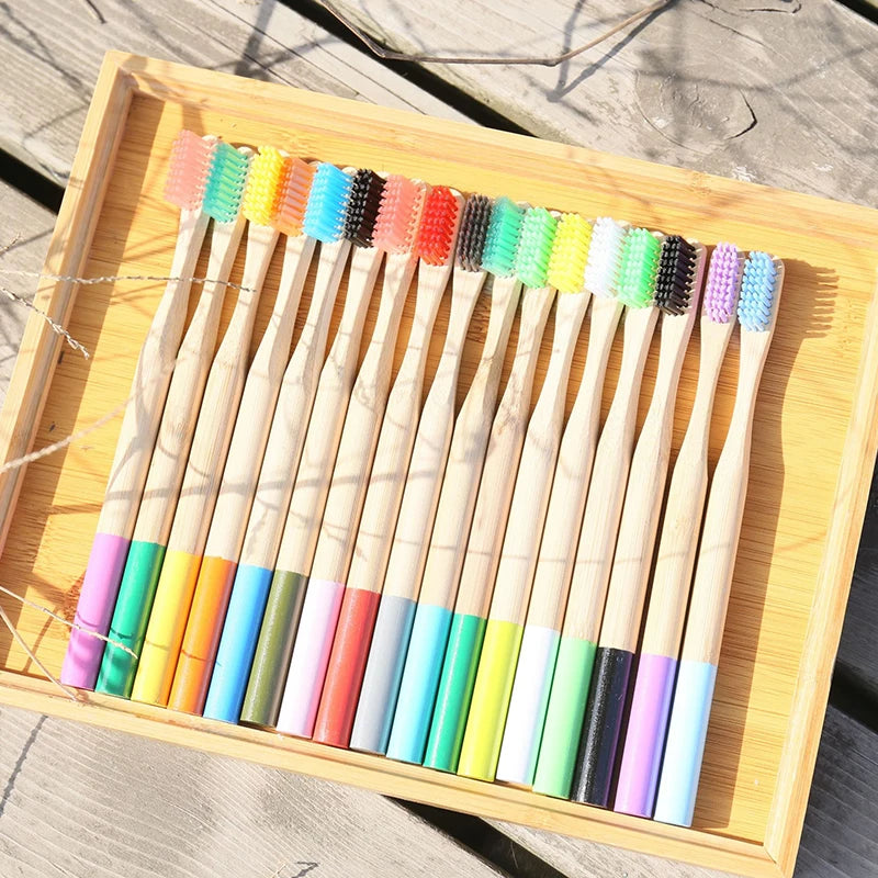 5 or 10 Pcs/Set Environmental Bamboo Fiber Toothbrush For Oral Health Low