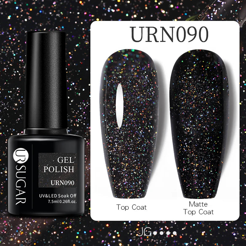 UR SUGAR Reflective Glitter Gel Polish - 7.5ml Pink Sequins Nail Art