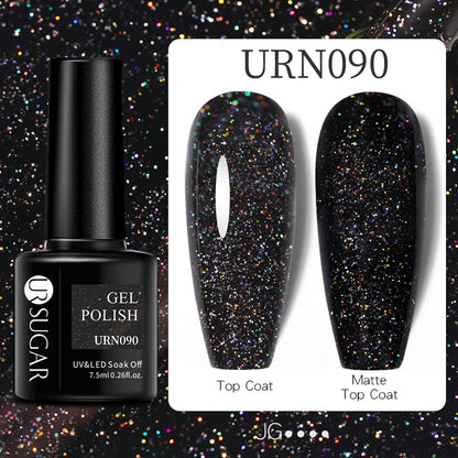 UR SUGAR Reflective Glitter Gel Polish - 7.5ml Pink Sequins Nail Art