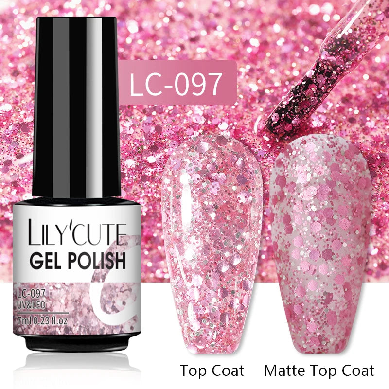 LILYCUTE 7ML Jelly Amber Gel Nail Polish Nail Art Dark Bloom Leopard