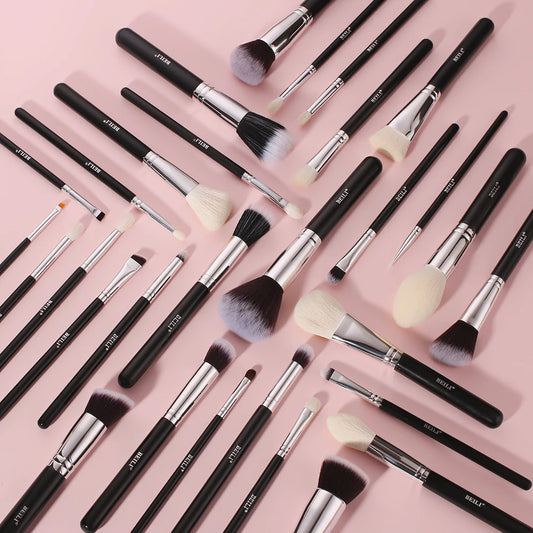 BEILI Professional Makeup Brush Set - 30 Piece Natural Hair Collection
