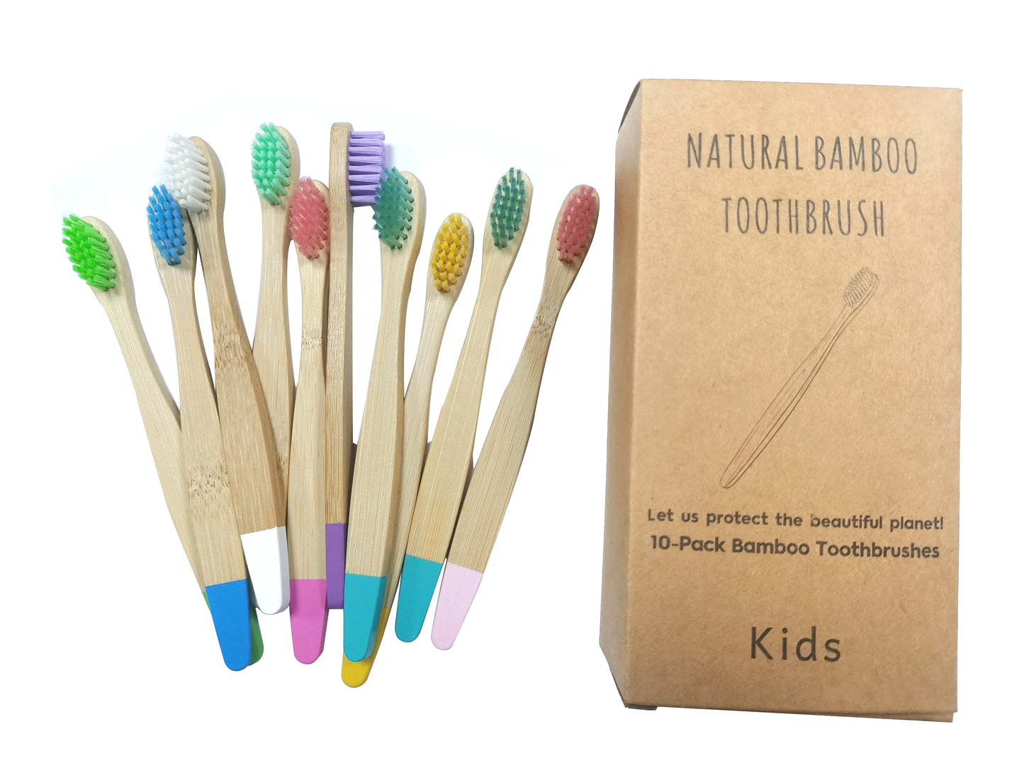 New Organic Children's Bamboo Toothbrush ten Colors Soft Fibre Bristles Biodegradable Handle